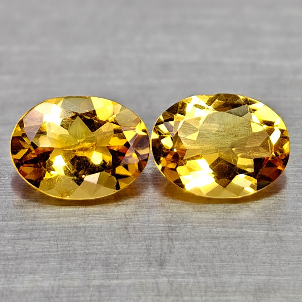 Natural Yellow Citrine Gemstones 2.70 Ct. 2 Pcs. Clean Oval Shape 9 x 6.8 Mm.: Product ID: 801815107 Product Name: Natural Citrine Weight: 2.70 CT. Size: 9 x 6.8 x 4 MM. Shape: Oval Color: Yellow Clarity:IF Luster: Good Gems Origin: Brazil Treatment: Unheated Crystal Structure: 