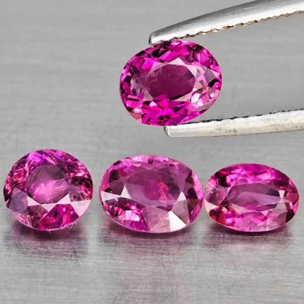 Natural Pink Tourmaline Gemstones 3.02 Ct. 4 Pcs. Mixed Shape 6.8 x 5.4 Mm.: Product ID: 807251538 Product Name: Natural Tourmaline Weight: 3.02 CT. Size: 6.8 x 5.4 x 3.9 to 5.9 x 5.9 x 3.4 MM. Shape: Mixed Shape Color: Pink Clarity:SI1 Luster: Good Gems Origin: Nigeria Treatm