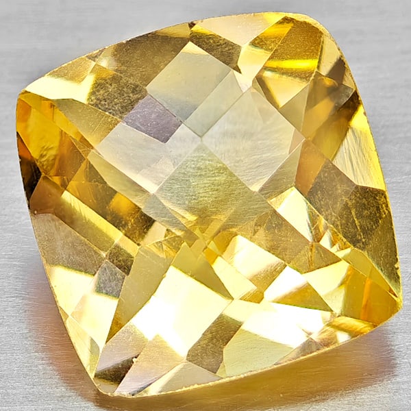 Natural Yellow Citrine Gemstone 3.81 Ct. Cushion Checkerboard Cut 10.2 x 10 Mm.: Product ID: 801815319 Product Name: Natural Citrine Weight: 3.81 CT. Size: 10.2 x 10 x 6.5 MM. Shape: Cushion Checkerboard Cut Color: Yellow Clarity:VVS - VSI Luster: Good Gems Origin: Brazil Treatmen