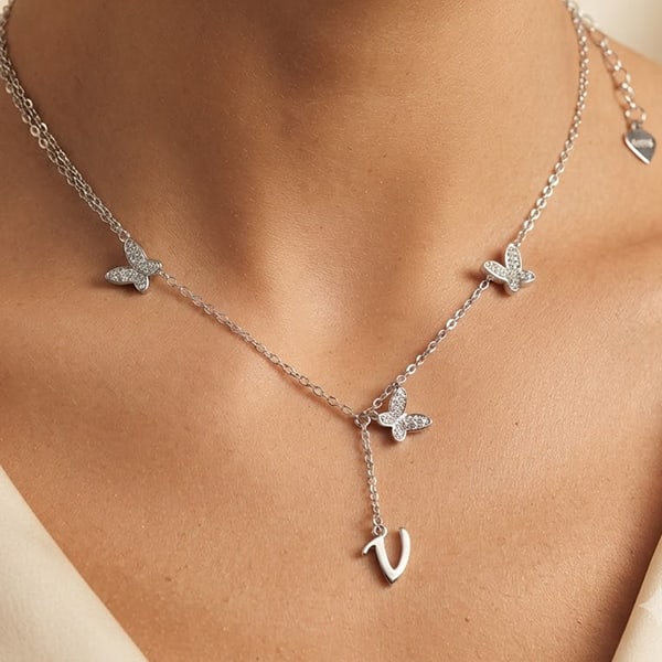 925 Sterling Silver Necklace Jewelry 2.90 Grams Letter V Design Butterfly Length18 Inch: Product ID: 280540193 Product Type: 925 Sterling Silver Fine Jewelry Jewelry Weight: 2.90 Grams. Gemstones Color: Silver Metal: Solid Silver 92.5%. Gemstone Detail: About 2.90 Grams. Round White CZ Si