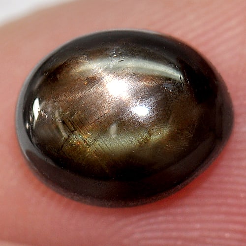 Natural Black Star Sapphire Gemstones 4.11 Ct. Oval Cabochon Shape 9.4 x 7.6 Mm.: Product ID: 806141588 Product Name: Natural Star Sapphire Weight: 4.11 CT. Size: 9.4 x 7.6 x 4.7 MM. Shape: Oval Cabochon Color: Black Clarity:Opaque Luster: Good 6 Rays Star Gems Origin: Thailand Tre