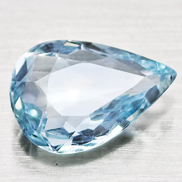 Natural Baby Blue Aquamarine Gemstones 1.08 Ct. Pear Shape 9.1 x 6.5 Mm: Product ID: 800812059 Product Name: Natural Aquamarine Weight: 1.08 CT. Size: 9.1 x 6.5 x 3.3 MM. Shape: Pear Shape Color: Light Blue Clarity:VSI - SI1 Luster: Good Gems Origin: Brazil Treatment: Unhe