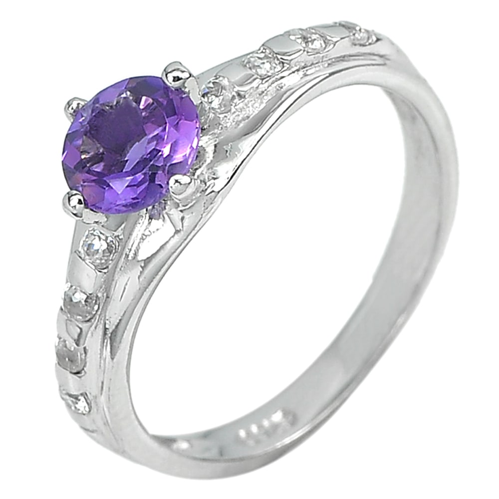 Natural Purple Amethyst with 925 Sterling Silver Ring Jewelry 2.08 Grams Size 5 (1 of 3)