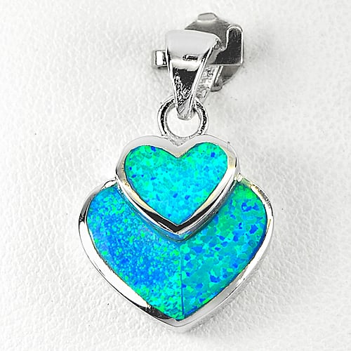 925 Sterling Silver Pendant Jewelry 3.46 Grams with Heart Created Multi Color Blue Opal: Product ID: 280130035 Product Type: 925 Sterling Silver Fine Jewelry Jewelry Weight: 3.46 Grams. Gemstones Color: Multi-Color Metal: Solid Silver 92.5%. Gemstone Detail: Created Multi Color Blue Opal 