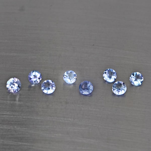 Natural Violetish Blue Tanzanite Gemstones 1.14 Ct. 8 Pcs. Round Shape 3.5 Mm.: Product ID: 807015074 Product Name: Natural Weight: 1.14 CT. Size: 3.5 x 3.5 x 1.8 MM. Shape: Round Color: Violetish Blue Clarity:VSI Luster: Good Gems Origin: Tanzania Treatment: Heated Crystal Struc
