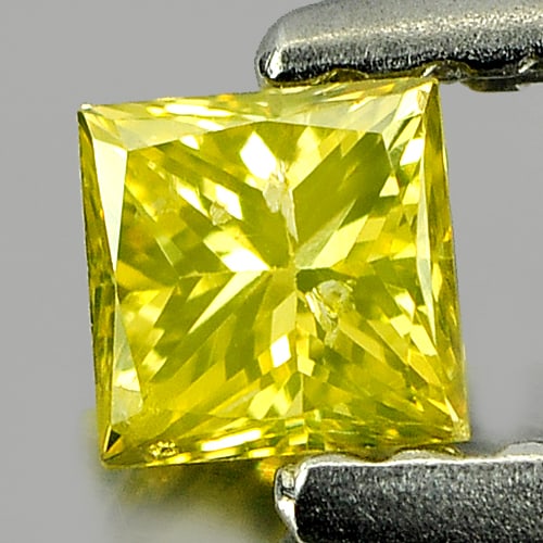 Natural Yellow Diamond 0.20 Ct. Square Princess Cut 3 x 3 x 2.3 Mm.: Product ID: 802103760 Product Name: Natural Enhanced Diamond Weight: 0.20 CT. Size: 3 x 3 x 2.3 MM. Shape: Square Princess Cut Color: Yellow Clarity:SI1 Luster: Good Gems Origin: Belgium Treatment: Tr