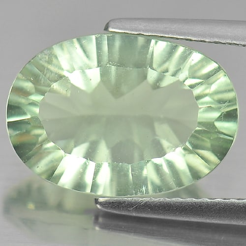 Natural Green Fluorite Gemstones 6.30 Ct. Oval Concave Cut 14.2 x 10 Mm.: Product ID: 802704346 Product Name: Natural Fluorite Weight: 6.30 CT. Size: 14.2 x 10 x 6.4 MM. Shape: Oval Concave Cut Color: Green Clarity:VSI Luster: Good Gems Origin: Brazil Treatment: Unheated Cr
