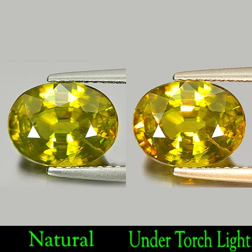 Natural Multi Color Sphene With Rainbow Spark Gemstones 3.70 Ct. Oval Shape 10.5 x 8.2 Mm.: Product ID: 806505796 Product Name: Natural Sphene Weight: 3.70 CT. Size: 10.5 x 8.2 x 5.5 MM. Shape: Oval Color: Multi-Color Clarity:SI Luster: Adamantine Gems Origin: Madagascar Treatment: Unheated 