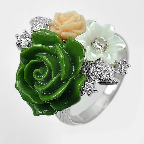 925 Sterling Silver Jewelry 7.31 Grams Ring Size 7: Product ID: 281070660 Product Type: 925 Sterling Silver Fine Jewelry Jewelry Weight: 7.31 Grams. Ring Size: 7 Resizable(Fee) Gemstones Color: Multi-Color Metal: Solid Silver 92.5%. Gemstone Detail: Fl