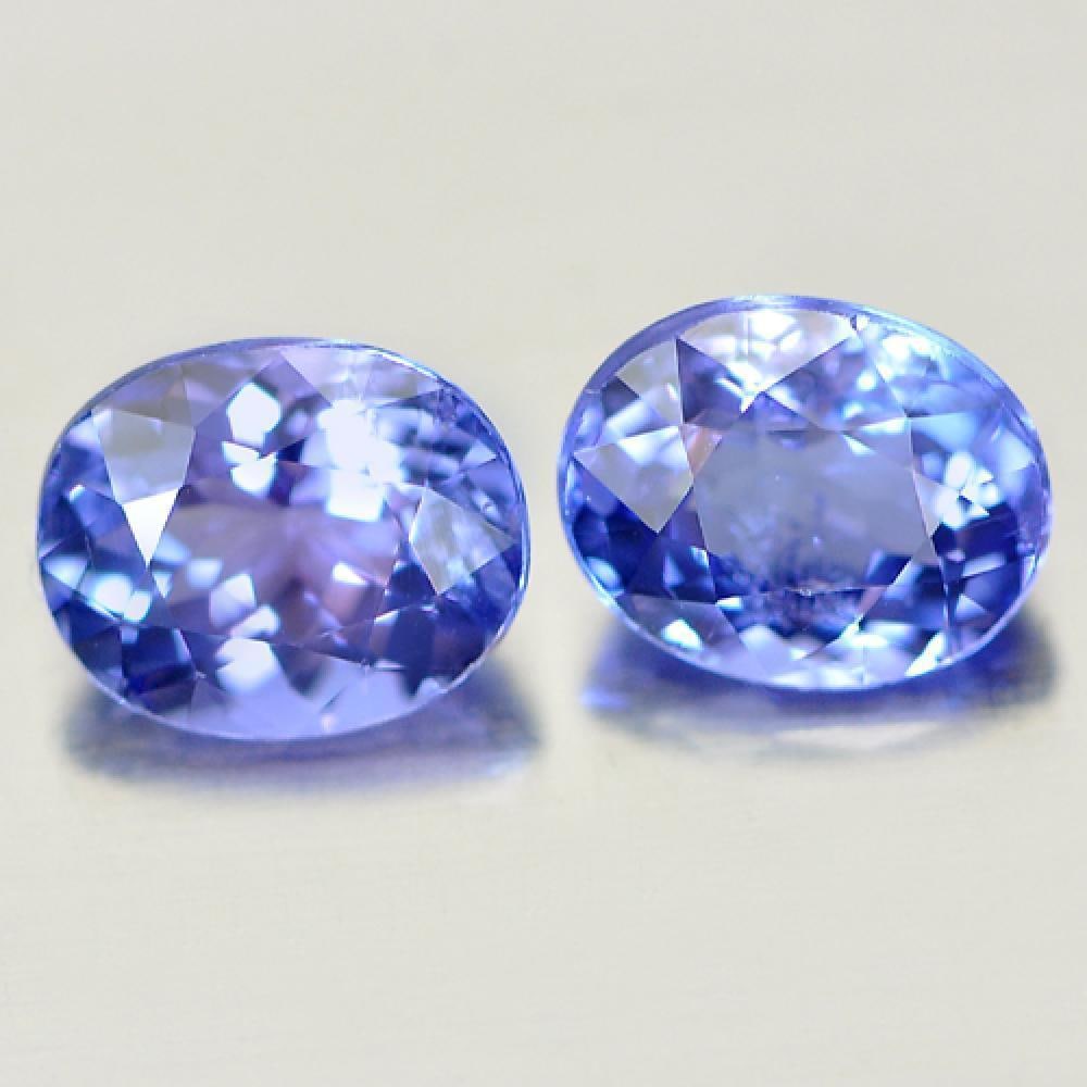 Natural Blue Tanzanite Gemstones 1.41 Ct. 2 Pcs. Oval Shape 6 x 4.9 Mm. (1 of 3)