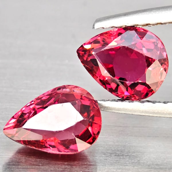 Natural Pink Tourmaline Gemstones 1.75 Ct. 2 Pcs. Pear Shape 7.1 x 5.6 Mm.: Product ID: 807251358 Product Name: Natural Tourmaline Weight: 1.75 CT. Size: 7.1 x 5.6 x 3.9 MM. Shape: Pear Shape Color: Pink Clarity:SI1 Luster: Good Gems Origin: Nigeria Treatment: Unheated Crysta