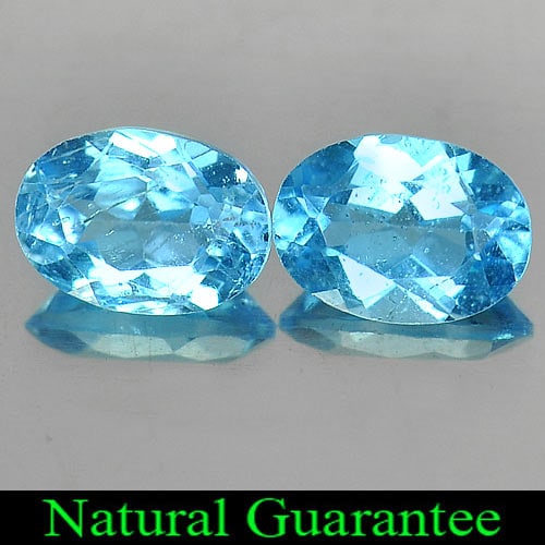 Natural Swiss Blue Topaz Gemstones 1.96 Ct. Oval Shape 7 x 5 Mm.: Product ID: 807163917 Product Name: Natural Blue Topaz Weight: 1.96 CT. Size: 7 x 5 x 3.6 MM. Shape: Oval Color: Swiss Blue Clarity:VSI Luster: Good Gems Origin: Brazil Treatment: Treated Crystal Stru