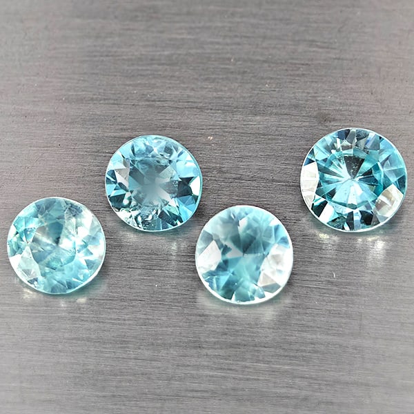 Natural Blue Zircon Gemstones 2.41 Ct. 4 Pcs. Round Diamond Cut 4.9 Mm.: Product ID: 807743243 Product Name: Natural Zircon Weight: 2.41 CT. Size: 4.9 x 4.9 x 2.6 MM. Shape: Round Diamond Cut Color: Blue Clarity:SI1 Luster: Good Gems Origin: Cambodia Treatment: Heated Crys
