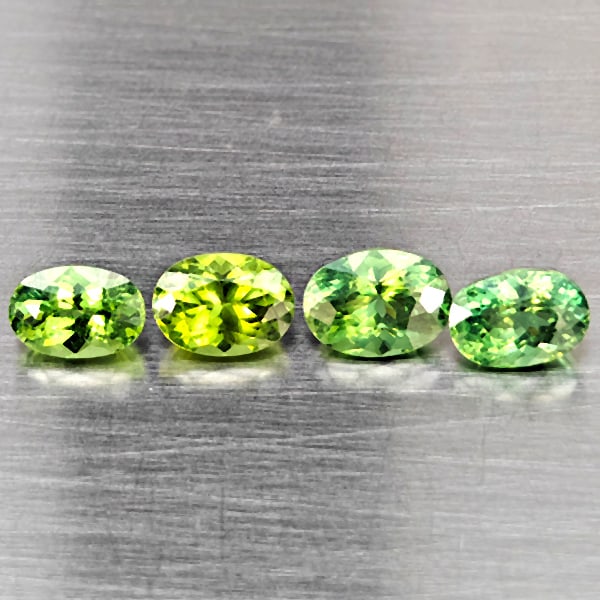 Natural Green Apatite Gemstones 2.86 Ct. 4 Pcs. Oval Shape and Mixed Size: Product ID: 800613783 Product Name: Natural Apatite Weight: 2.86 CT. Size: 6.9 x 5.1 x 4.1 to 6.5 x 4.8 x 3.7 MM. Shape: Oval Shape Color: Green Clarity:VSI Luster: Good Gems Origin: Tanzania Treatmen