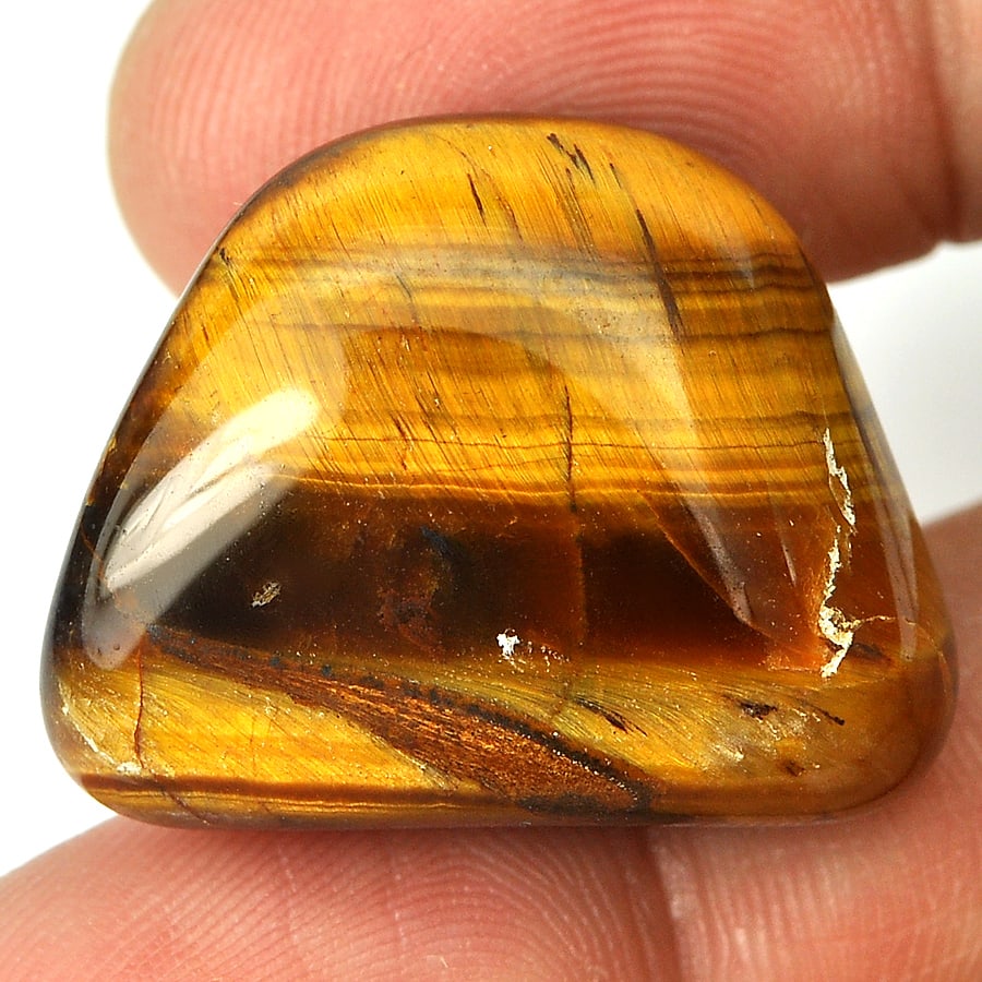 Natural Tiger Eye Agate Gemstones 42.72 Ct. Fancy Cabochon Shape 24 x 19.2 Mm. (1 of 3)