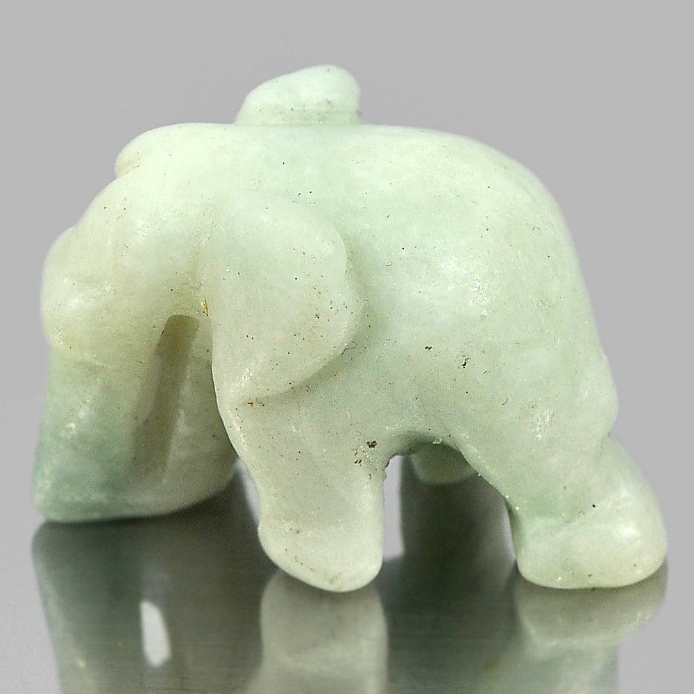 Natural Green Jade 51.83 Ct. Elephant Carving Shape 26 x 18 Mm. (1 of 3)