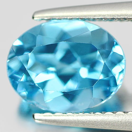 Natural Swiss Blue Topaz Gemstones 2.40 Ct. Oval Shape 9.1 x 7.1 Mm.: Product ID: 807162284 Product Name: Natural Blue Topaz Weight: 2.40 CT. Size: 9.1 x 7.1 x 5.2 MM. Shape: Oval Color: Swiss Blue Clarity:VVS Luster: Good Gems Origin: Brazil Treatment: Treated Crystal 