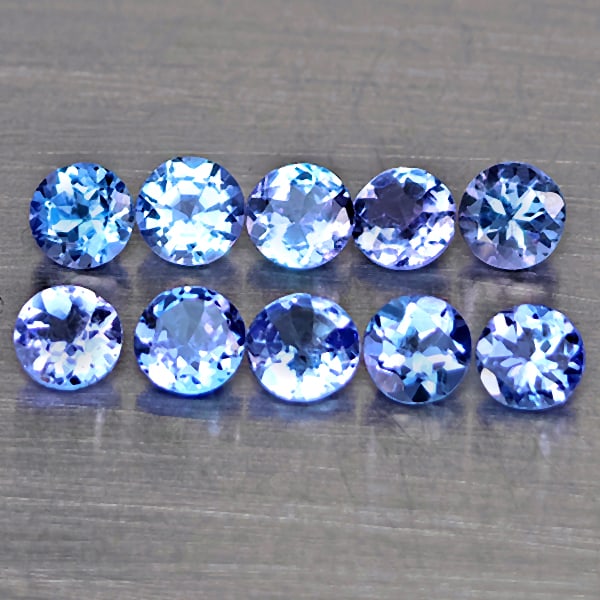 Natural Blue Tanzanite Gemstones 1.82 Ct. 10 Pcs. Round Shape 3.5 Mm.: Product ID: 807015075 Product Name: Natural Weight: 1.82 CT. Size: 3.5 x 3.5 x 2.3 MM. Shape: Round Color: Violetish Blue Clarity:VSI Luster: Good Gems Origin: Tanzania Treatment: Heated Crystal Struc