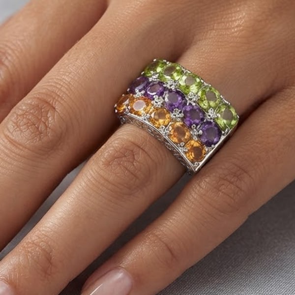 Natural Peridot Amethyst & Citrine 925 Sterling Silver Ring Jewelry 6.58 Grams Size 6: Product ID: 281010698 Product Name: Sterling Silver Ring Product Type: 925 Sterling Silver Fine Jewelry Jewelry Weight: 6.58 Grams. Ring Size: 6 Resizable(Fee) Gemstones Color: Multi-Color Metal: Soli