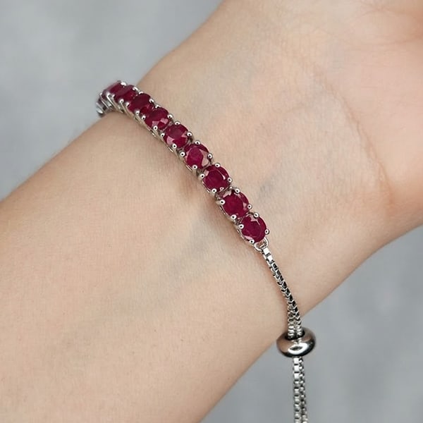Natural Red Ruby 952 Sterling Silver Bracelet Jewelry White Gold Plated 7.53 Grams Length 10 Inch.: Product ID: 808500437 Product Type: 925 Sterling Silver Fine Jewelry Jewelry Weight: 7.53 Grams. Gemstones Color: Red Metal: Solid Silver 92.5%. Gemstone Detail: Ruby At Your Service: At Treasure of G