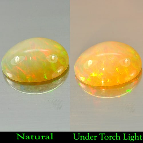 Natural Multi-Color Opal Gemstones 3.85 Ct. Oval Cabochon Shape 13.5 x 10.1 Mm.: Product ID: 818719084 Product Name: Natural Opal Weight: 3.85 CT. Size: 13.5 x 10.1 x 6.1 MM. Shape: Oval Cabochon Color: Multi-Color Clarity:Semi - Transparent Luster: Iridescent Gems Origin: Ethiopi