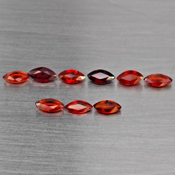 Natural Orangish Red Songea Sapphire Gemstones 1.48 Ct. 9 Pcs. Marquise Shape 5.3 x 2.8 Mm.: Product ID: 806130438 Product Name: Natural Red Sapphire Weight: 1.48 CT. Size: 5.3 x 2.8 x 2.2 MM. Shape: Marquise Shape Color: Orangish Red Clarity:SI1 Luster: Good Gems Origin: Tanzania Treatment: 