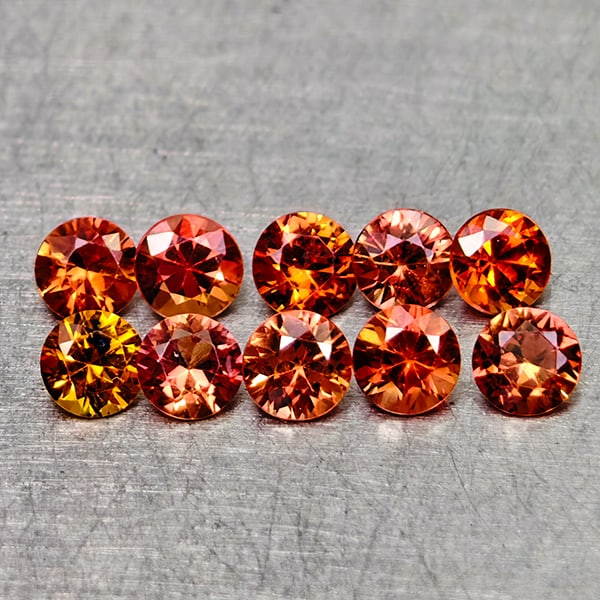 Natural Orange Red Songea Sapphire Gemstones 0.89 Ct. 10 Pcs Round Diamond Cut 2.6 Mm.: Product ID: 806162094 Product Name: Natural Orange Sapphire Weight: 0.89 CT. Size: 2.6 x 2.6 x 1.5 MM. Shape: Round Diamond Cut Color: Orange Red Clarity:VVS-VSI Luster: Very Good Gems Origin: Tanzani