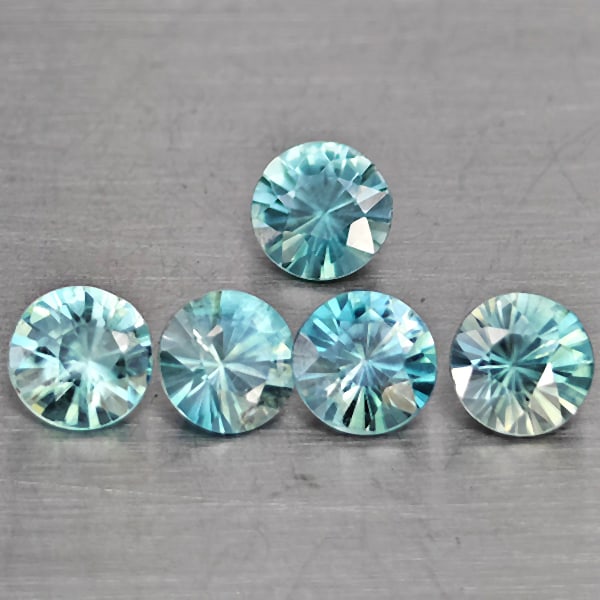 Natural Blue Zircon Gemstones 1.88 Ct. 5 Pcs. Round Diamond Cut 4.2 Mm.: Product ID: 807743276 Product Name: Natural Gemstones Weight: 1.95 CT. Size: 4.2 x 4.2 x 2.8 MM. Shape: Round Diamond Cut Color: Blue Clarity:VSI Luster: Very Good Gems Origin: Cambodia Treatment: Hea