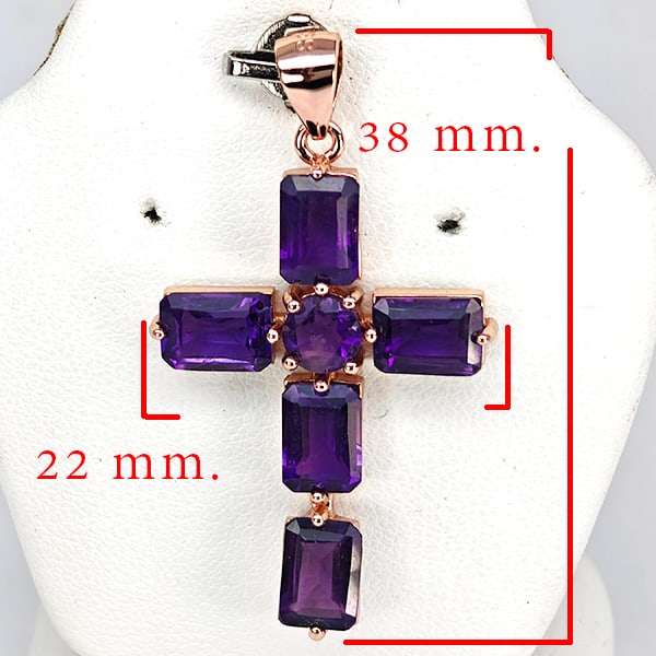 Natural Purple Amethyst with 925 Sterling Silver Pendant Jewelry Rose Gold Plated 3.80 Grams: Product ID: 808500372 Product Type: 925 Sterling Silver Fine Jewelry Jewelry Weight: 3.80 Grams. Gemstones Color: Purple Metal: Solid Silver 92.5%. Gemstone Detail: Amethyst At Your Service: At Treasu