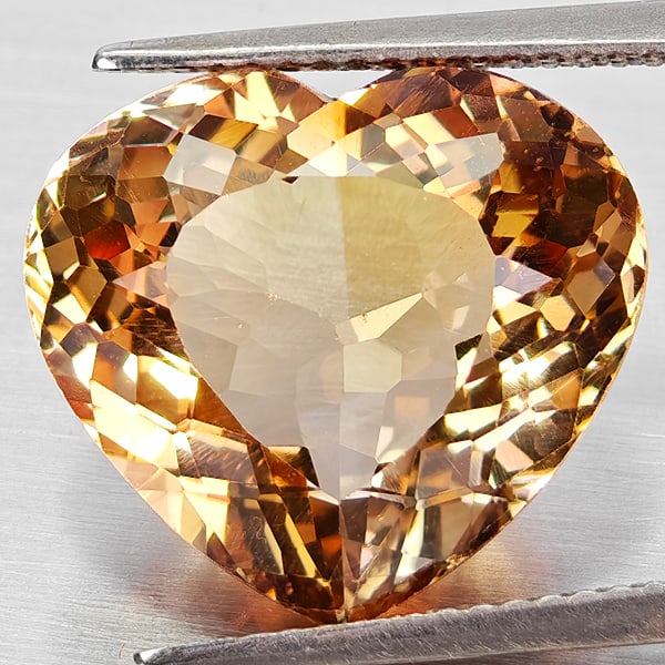 Natural Imperial Topaz Gemstones 12.86 Ct. Heart Shape 15.4 x 13.9 Mm. (1 of 3)