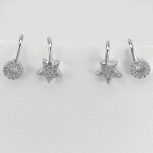 925 Sterling Siver Earrings Jewelry White Gold Plated 2.10 Grams (1 of 3)