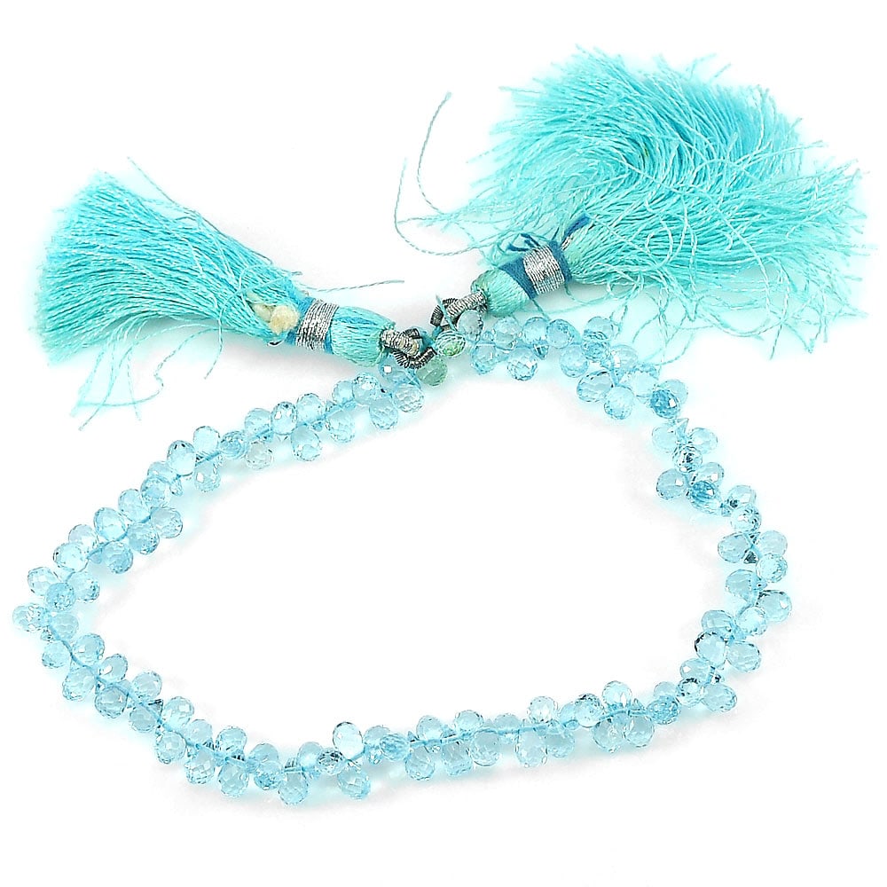 Natural Blue Aqumarine Gemstones Beads 46.35 Ct. Length 8 Inch 5.1 x 3 Mm. (1 of 3)