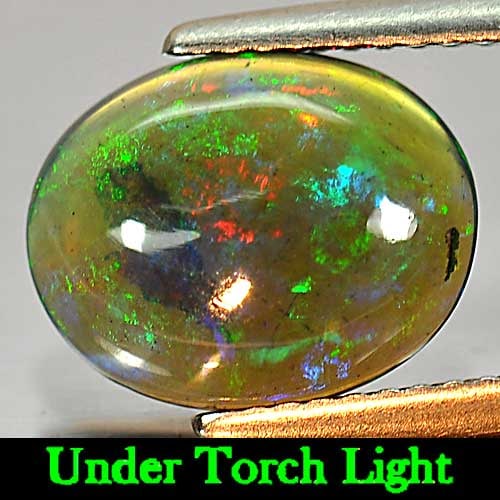 Natural Rainbow Fire Red Black Opal Gemstones 1.89 Ct. Oval Cabochon Shape 11.6 x 9.2 Mm. (1 of 3)