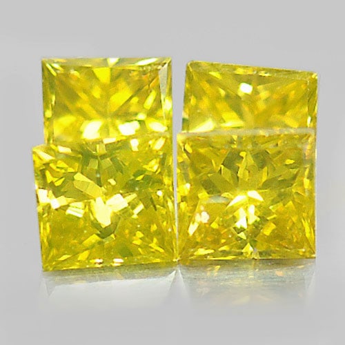 Natural Loose Yellow Diamond 0.39 Ct. 4 Pcs. Square Princess Cut 2.7 x 2.6 Mm.: Product ID: 802102929 Product Name: Natural Enhanced Diamond Weight: 0.39 CT. Size: 2.7 x 2.6 x 1.8 MM. Shape: Square Princess Cut Color: Yellow Clarity:SI1 Luster: Scintillating Gems Origin: Belgium 