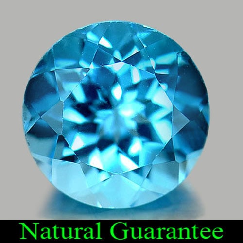 Natural Swiss Blue Topaz Gemstones 3.54 Ct. Round Shape 9 Mm.: Product ID: 807158478 Product Name: Natural Blue Topaz Weight: 3.54 CT. Size: 9 x 9 x 6 MM. Shape: Round Color: Swiss Blue Clarity:VVS Luster: Good Gems Origin: Brazil Treatment: Treated Crystal Struc