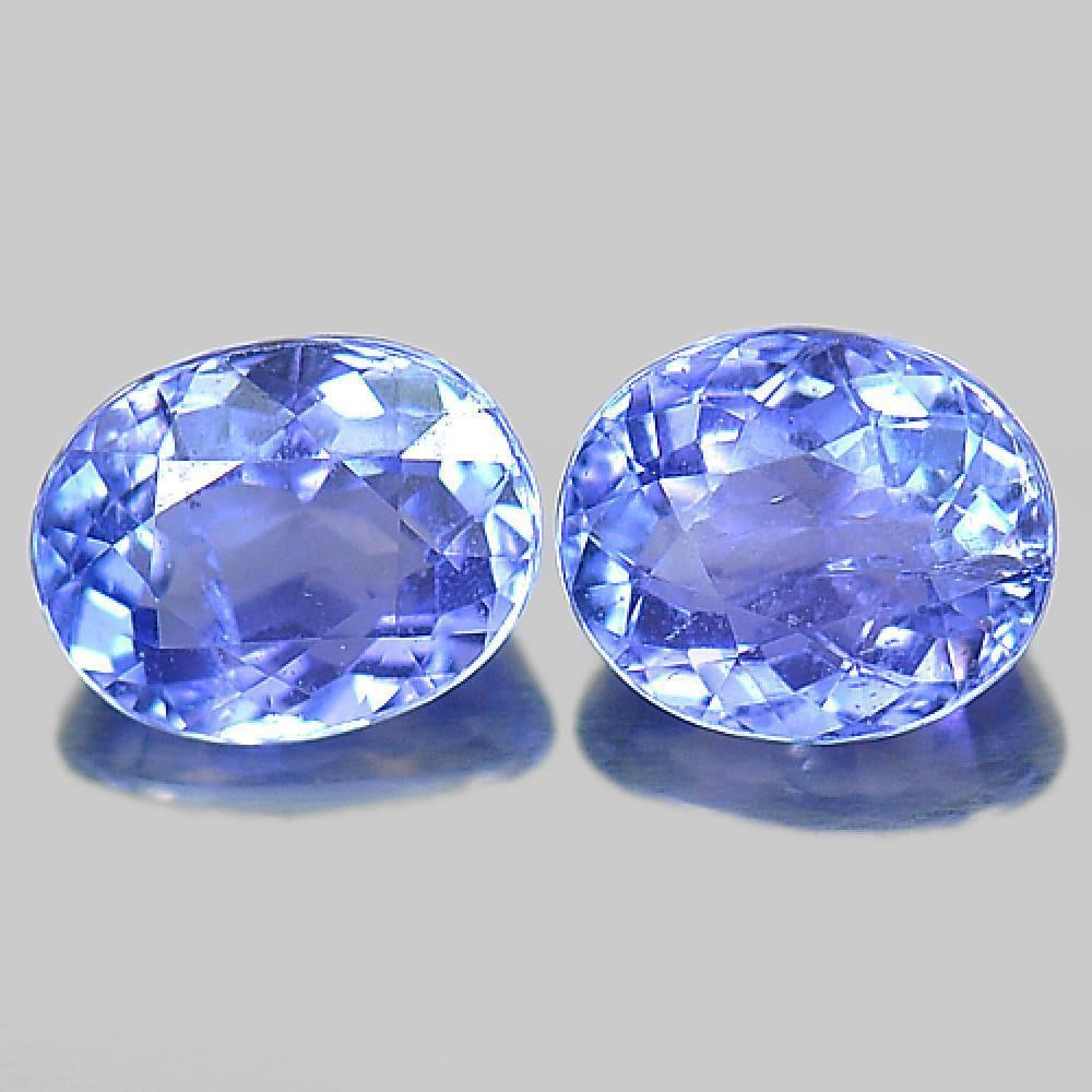 Natural Violetish Blue Tanzanite Gemstones 1.55 Ct. 2 Pcs. Oval Shape 6 x 5 Mm. (1 of 3)