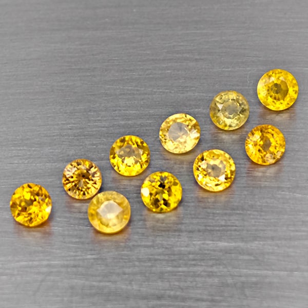 Natural Yellow Sapphire Gemstone 2.10 Ct. 10 Pcs. Round Shape 3.6 Mm.: Product ID: 806130456 Product Name: Natural Yellow Sapphire Weight: 2.10 CT. Size: 3.6 x 3.6 x 2.5 MM. Shape: Round Color: Yellow Clarity:SI1 Luster: Good Gems Origin: Tanzania Treatment: Heated Cryst