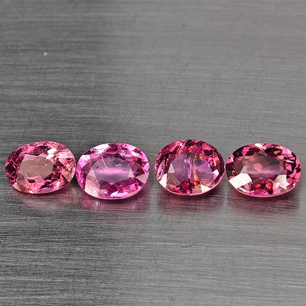 Natural Pink Tourmaline Gemstones 2.99 Ct. 4 Pcs.Oval Shape 7 x 5.1 Mm.: Product ID: 807251425 Product Name: Natural Tourmaline Weight: 2.99 CT. Size: 7 x 5.1 x 3.5 to 6.5 x 5.5 x 3.5 MM. Shape: Oval Shape Color: Pink Clarity:SI1 Luster: Good Gems Origin: Nigeria Treatment