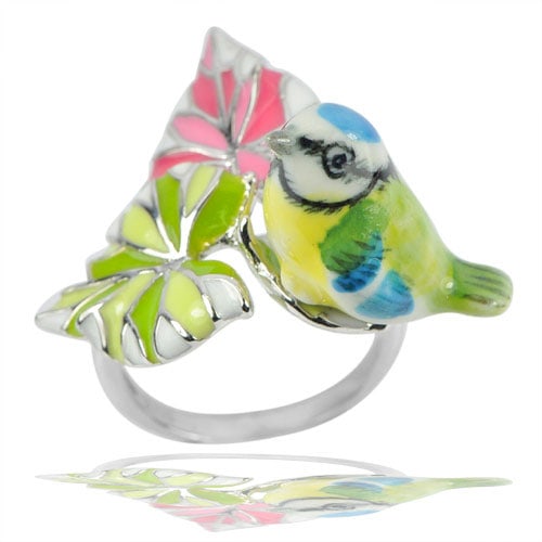 925 Sterling Silver Ring Jewelry with Lovely Bird and Leaf Enamel Design Size 7: Product ID: 281210026 Product Type: 925 Sterling Silver Fine Jewelry Jewelry Weight: 6.97 Grams. Ring Size: 7 Resizable(Fee) Gemstones Color: Multi-Color Metal: Solid Silver 92.5%. Gemstone Detail: Bi