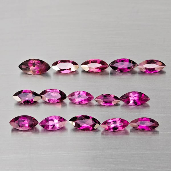 Natural Pink Tourmaline Gemstones 1.76 Ct. 15 Pcs. Marquise Shape 5.2 x 2.6 Mm. (1 of 3)