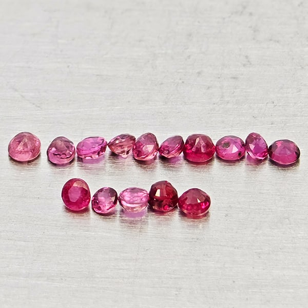 Natural Pinkish Red Ruby Gemstones 0.42 Ct. 15 Pcs. Round Shape 1.8 Mm (1 of 3)