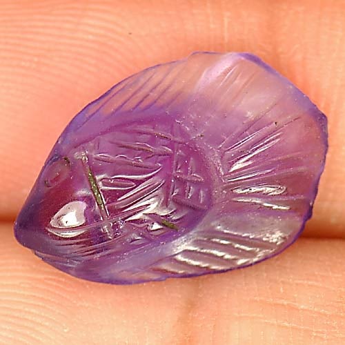 Natural Purple Amethyst Gemstones 3.78 Ct. Fish Carving Shape 15.3 x 10 Mm.: Product ID: 810303806 Product Name: Natural Amethyst Weight: 3.78 CT. Size: 15.3 x 10 x 4.9 MM. Shape: Fish Carving Color: Purple Clarity:Semi - Transparent Luster: Good Gems Origin: Brazil Treatment: