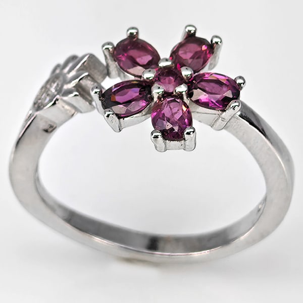 Natural Purplish Pink Rhodolite Garnet 925 Sterling Silver Ring Jewelry 3.05 Grams Size 8 (1 of 3)