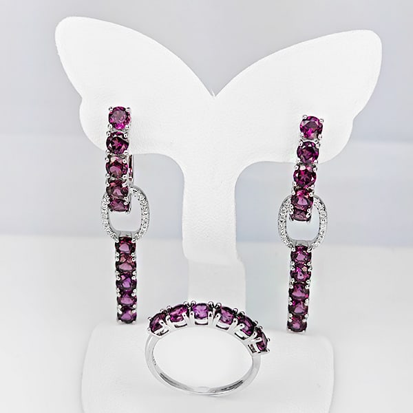 Natural Purplish Pink Rhodolite Gemstones 925 Sterling Silver Jewelry 10.94 Grams Sets Earrings And: Product ID: 808500471 Product Type: 925 Sterling Silver Fine Jewelry Jewelry Weight: 10.94 Grams. Gemstones Color: Purplish Pink Metal: Solid Silver 92.5%. Gemstone Detail: Rhodolite Garnet At Your Se