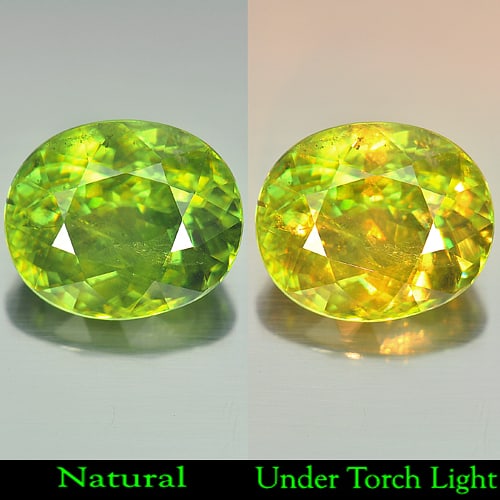 Natural Intense Green Titanium Sphene Gemstone Red Spark 12.93 Ct. Oval Shape 15.3 x 12.9: Product ID: 806503610 Product Name: Natural Sphene Weight: 12.93 CT. Size: 15.3 x 12.9 x 8.8 MM. Shape: Oval Color: Intense Green With Red Spark Clarity:SI Luster: Adamantine Gems Origin: Mardagascar 