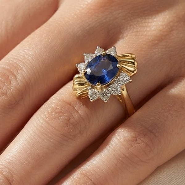 Natural Blue Sapphire 1.00 Ct. & White Diamond with18K Yellow Gold Ring Jewelry 2.78 Grams Size 6: Jewelry Setting Metal: 18K Yellow Gold Jewelry Weight: 2.78 Grams. Gemstones Details Product ID: 200200419 Product Name: Gold Jewelry Gemstone: Total Gem Weight: 1.00 CT. Gems Size: 6.2 x 4.8 x 3.7 MM