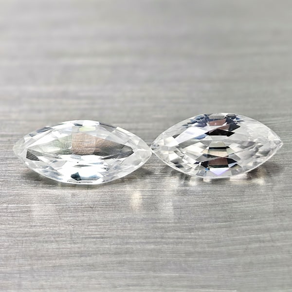 Natural White Color Zircon Gemstones 1.59 Ct. 2 Pcs. Marquise Shape 8.2 x 4 Mm.: Product ID: 807742975 Product Name: Natural Zircon Weight: 1.59 CT. Size: 8.2 x 4 x 2.3 MM. Shape: Marquise Color: White Clarity:VSI Luster: Good Gems Origin: Cambodia Treatment: Heated Crystal Struct