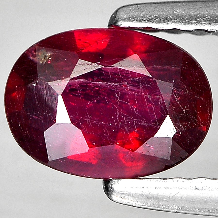 Natural Purplish Red Ruby Gemstones 1.05 Ct. Oval Shape 7.2 x 5.2 Mm: Product ID: 805934872 Product Name: Natural Ruby Weight: 1.05 CT. Size: 7.2 x 5.2 x 3 MM. Shape: Oval Color: Red Clarity:SI1 Luster: Good Gems Origin: Madagascar Treatment: Heated (Lead glass fillin C