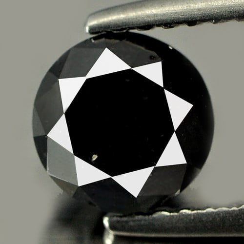 Natural Black Diamond 1.36 Ct. Round Brilliant Cut 6.2 Mm.: Product ID: 802102097 Product Name: Natural Enhanced Diamond Weight: 1.36 CT. Size: 6.2 x 6.2 x 4.9 MM. Shape: Round Brilliant Cut Color: Black Clarity:Opaque Luster: Good Gems Origin: Belgium Treatme