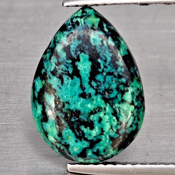 Natural Multi Color Green Turquoise Gemstones 1.77 Ct. Pear Cabochon Shape 14.2 x 10.3 Mm.: Product ID: 809100001 Product Name: Natural Gemstones Weight: 1.77 CT. Size: 14.2 x 10.3 x 3.5 MM. Shape: Pear Cabochon Color: Multi Color Green Clarity:Opaque Luster: Good Gems Origin: India Treatmen